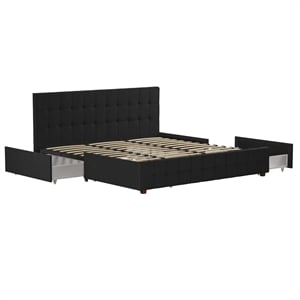 CosmoLiving by Cosmopolitan Elizabeth King Upholstered Bed in Black Velvet