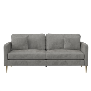 CosmoLiving by Cosmopolitan Highland Sofa with Pillows in Gray Velvet