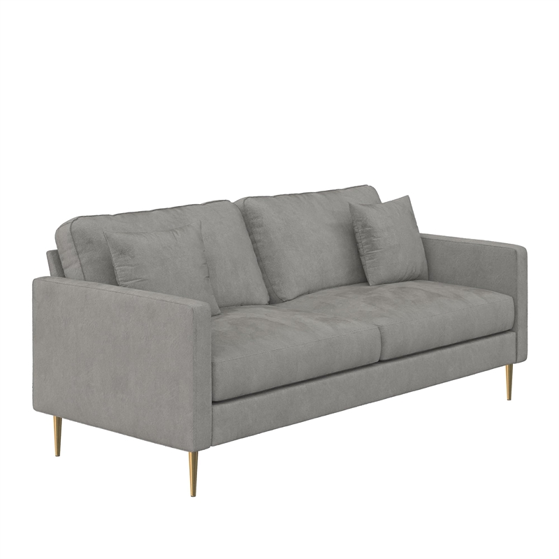 CosmoLiving by Cosmopolitan Highland Sofa with Pillows in Gray Velvet
