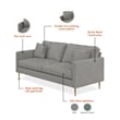 CosmoLiving by Cosmopolitan Highland Sofa with Pillows in Gray Velvet