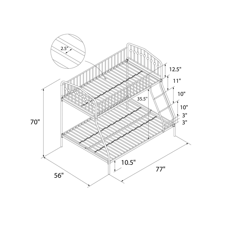 Novogratz Bushwick Twin/Full Metal Bunk Bed in Black