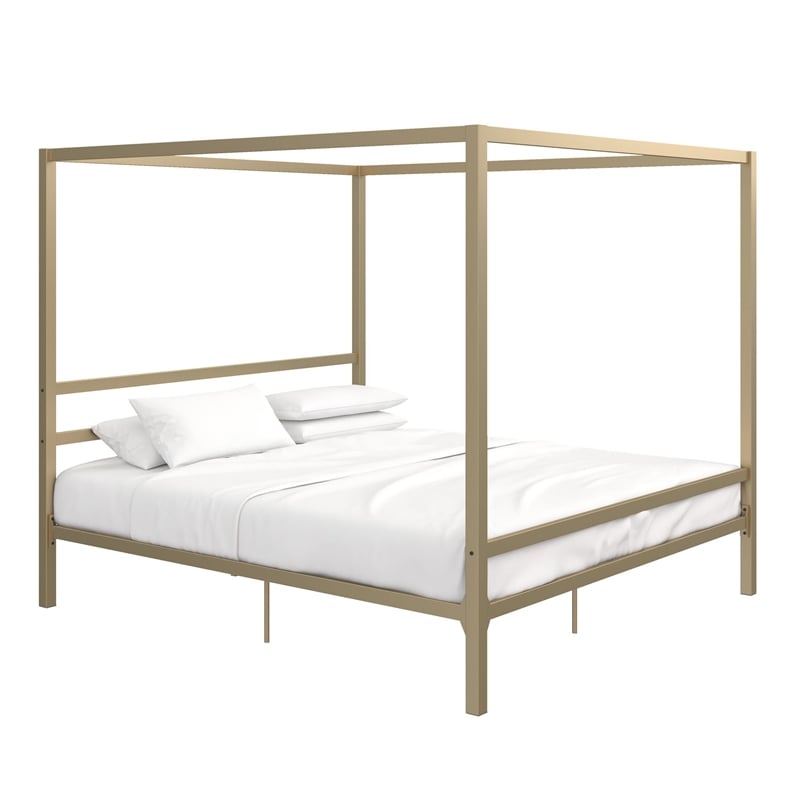 DHP Rory King Metal Canopy Bed in Gold