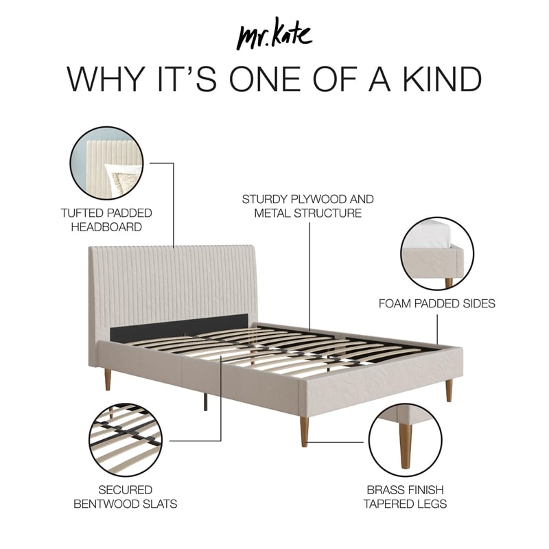 DHP Mr. Kate Daphne Upholstered Fabric & Velvet Full Platform Bed in Ivory