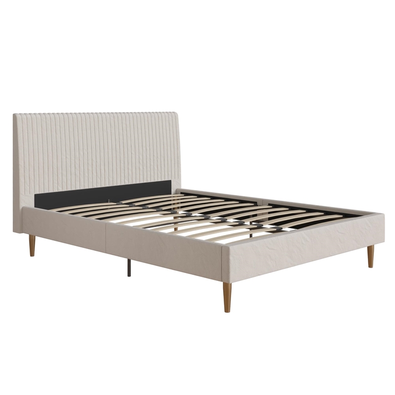 DHP Mr. Kate Daphne Upholstered Fabric & Velvet Full Platform Bed in Ivory