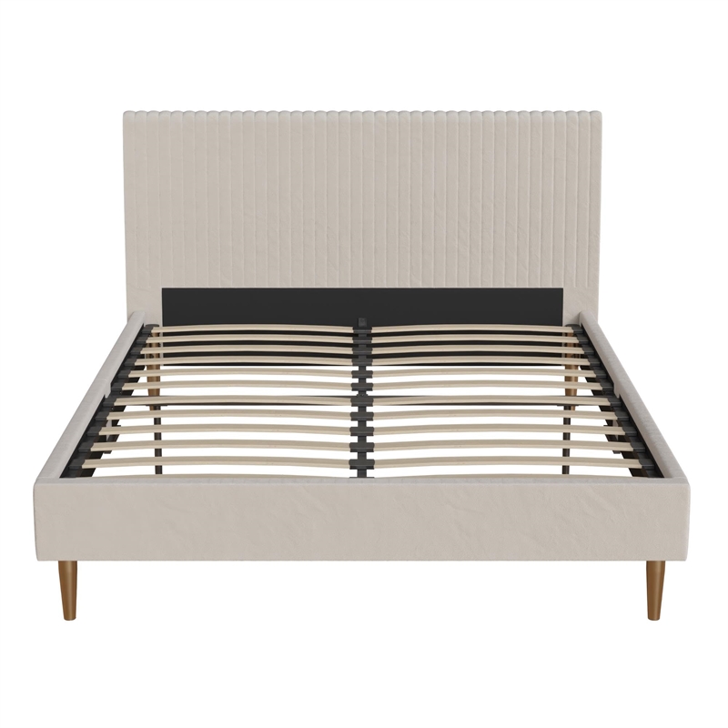DHP Mr. Kate Daphne Upholstered Fabric & Velvet Full Platform Bed in Ivory