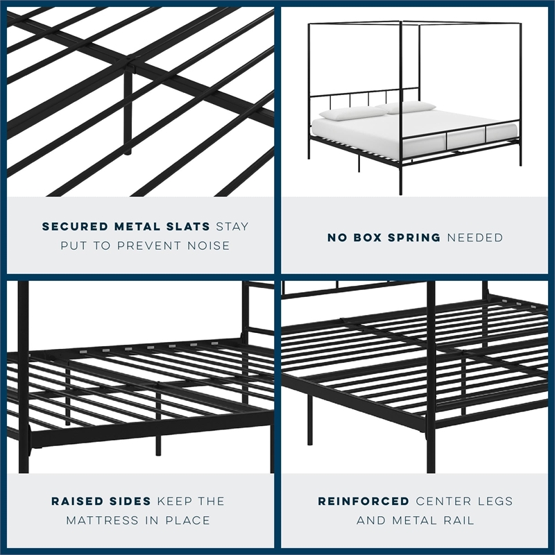 Novogratz Marion Metal Canopy King Platform Bed Frame in Black