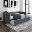 Mya Upholstered Daybed with Storage in Grey Linen
