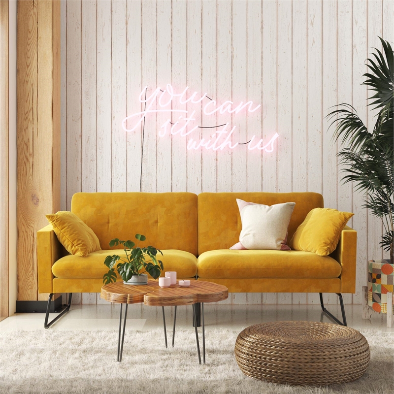 Mr. Kate Neely Futon with Bolster Pillows in Mustard Velvet