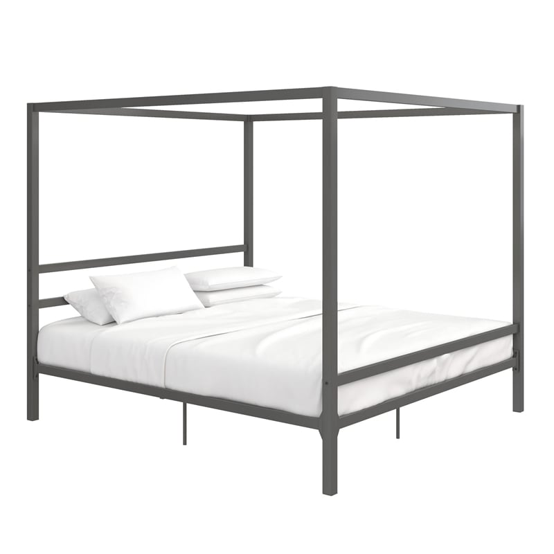 DHP Rory King Metal Canopy Bed in Gunmetal Grey