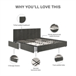 DHP Ryan King Velvet Upholstered Bed with Storage in Grey