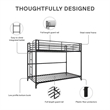 DHP BrEZ Build Daven Twin Over Twin Metal Bunk Kids Bed in Black