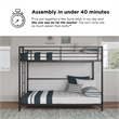 DHP BrEZ Build Daven Twin Over Twin Metal Bunk Kids Bed in Black