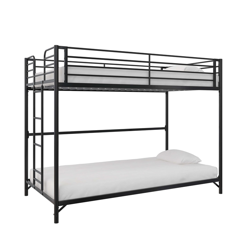 DHP BrEZ Build Daven Twin Over Twin Metal Bunk Kids Bed in Black