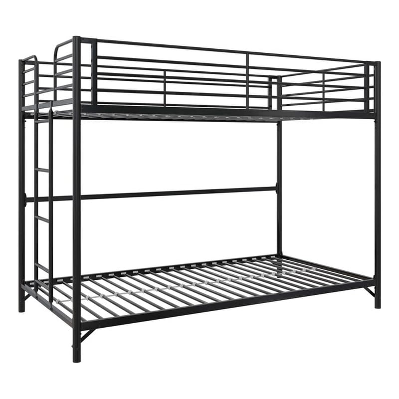 DHP BrEZ Build Daven Twin Over Twin Metal Bunk Kids Bed in Black