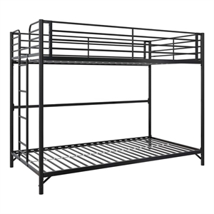 DHP BrEZ Build Daven Twin Over Twin Metal Bunk Kids Bed in Black
