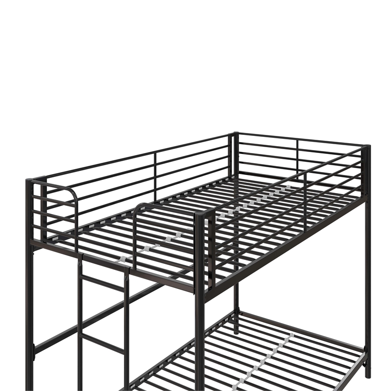 DHP BrEZ Build Daven Twin Over Twin Metal Bunk Kids Bed in Black