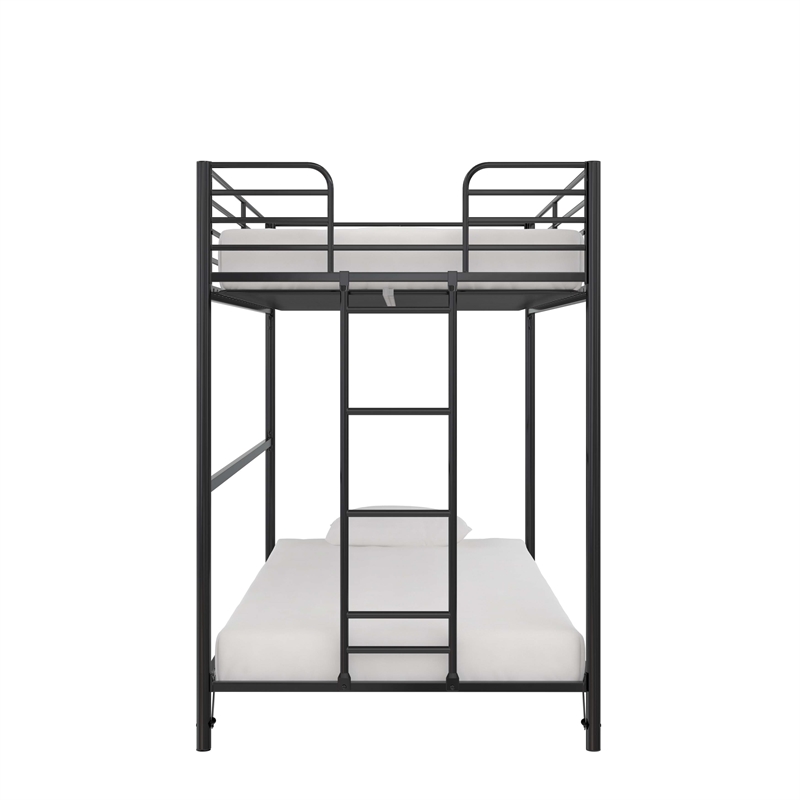 DHP BrEZ Build Daven Twin Over Twin Metal Bunk Kids Bed in Black