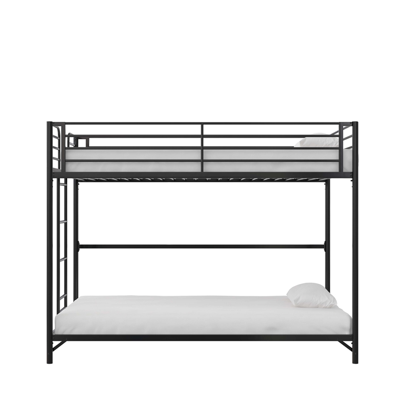 DHP BrEZ Build Daven Twin Over Twin Metal Bunk Kids Bed in Black