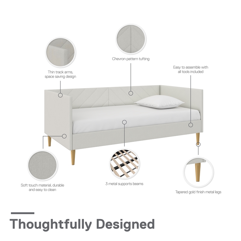 DHP Alicent Mid-Century Linen Fabric Upholstered Twin Daybed Frame in Gray