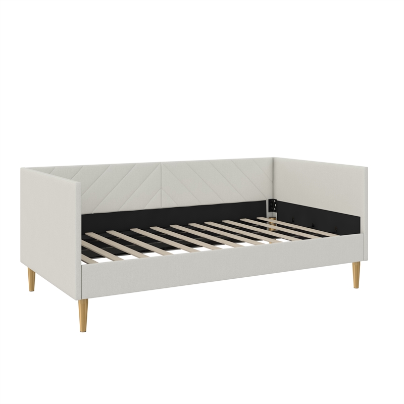 DHP Alicent Mid-Century Linen Fabric Upholstered Twin Daybed Frame in Gray