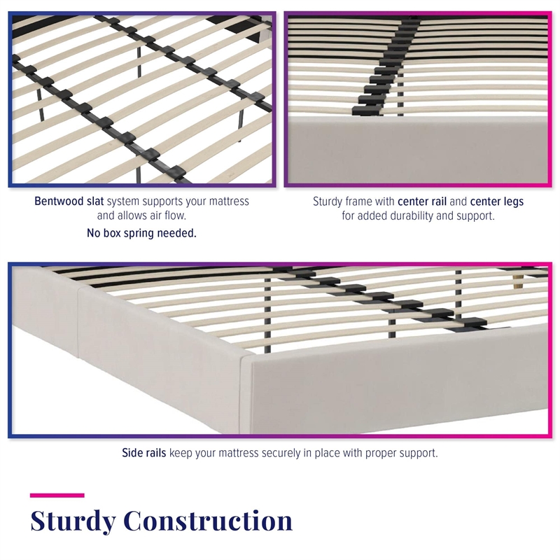 Novogratz Her Majesty Tufted Upholstered King Bed Frame in Ivory Velvet