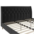 Novogratz Her Majesty Tufted Upholstered King Bed Frame in Black Velvet