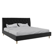 Novogratz Her Majesty Tufted Upholstered King Bed Frame in Black Velvet