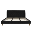 Novogratz Her Majesty Tufted Upholstered King Bed Frame in Black Velvet