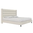 Novogratz Louis King Upholstered Bed Frame with High Tufted Headboard in Ivory
