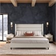 Novogratz Louis King Upholstered Bed Frame with High Tufted Headboard in Ivory
