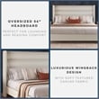 Novogratz Louis King Upholstered Bed Frame with High Tufted Headboard in Ivory