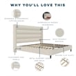 Novogratz Louis King Upholstered Bed Frame with High Tufted Headboard in Ivory