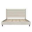 Novogratz Louis King Upholstered Bed Frame with High Tufted Headboard in Ivory