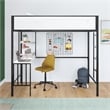 Novogratz Axel Metal Twin Loft Bed with Desk and Shelves in Black and Off White