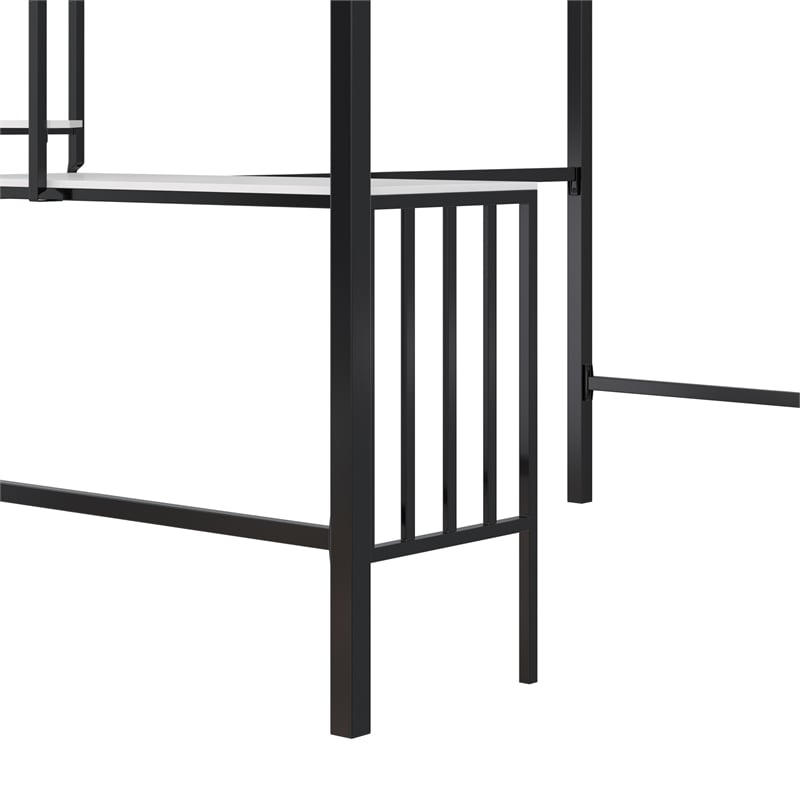Novogratz Axel Metal Twin Loft Bed with Desk and Shelves in Black and Off White