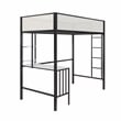 Novogratz Axel Metal Twin Loft Bed with Desk and Shelves in Black and Off White