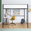 Novogratz Axel Full Metal Loft Bed with Desk and Shelves in Black and Off White