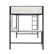 Novogratz Axel Full Metal Loft Bed with Desk and Shelves in Black and Off White