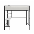 Novogratz Axel Full Metal Loft Bed with Desk and Shelves in Black and Off White
