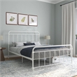 DHP Wallace Mid-Century Metal Queen Bed Frame with Underbed Storage in White