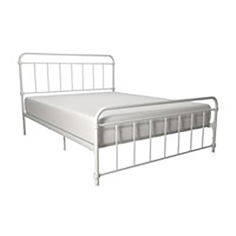 DHP Wallace Mid-Century Metal Queen Bed Frame with Underbed Storage in White