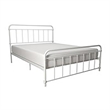 DHP Wallace Mid-Century Metal Queen Bed Frame with Underbed Storage in White