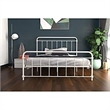DHP Wallace Mid-Century Metal Queen Bed Frame with Underbed Storage in White