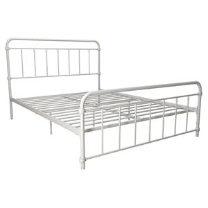 DHP Wallace Mid-Century Metal Queen Bed Frame with Underbed Storage in White