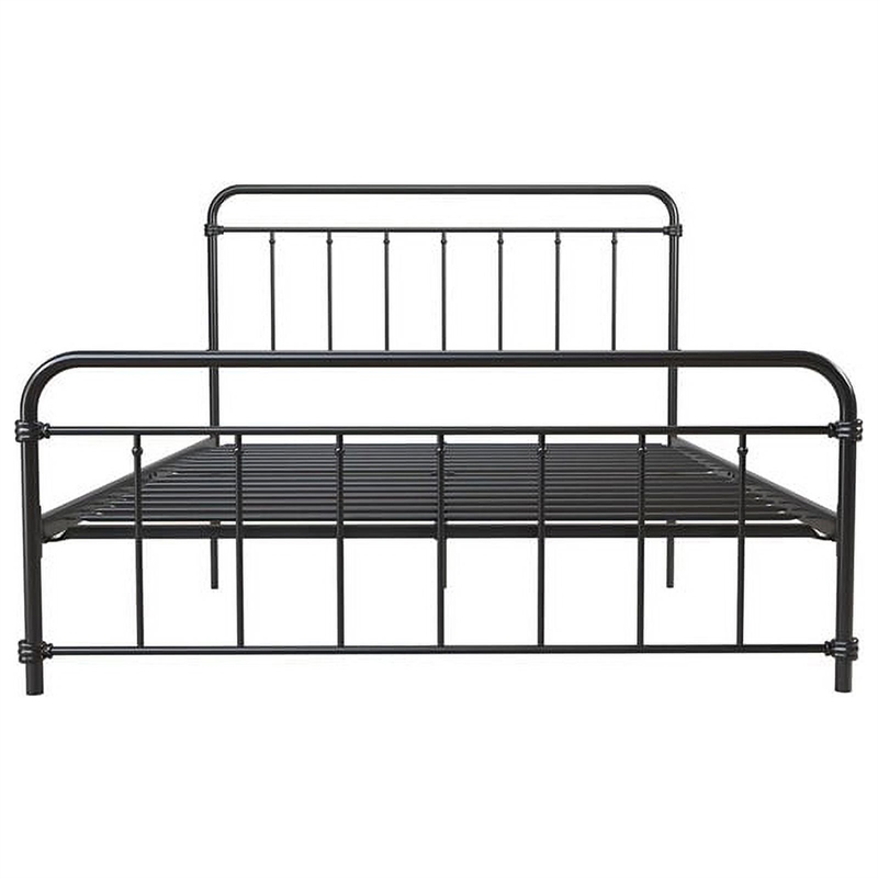 DHP Wallace Mid-Century Metal Queen Bed Frame with Underbed Storage in Black