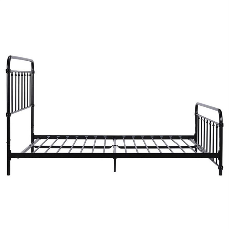 DHP Wallace Mid-Century Metal Queen Bed Frame with Underbed Storage in Black