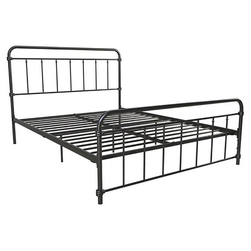 DHP Wallace Mid-Century Metal Queen Bed Frame with Underbed Storage in Black