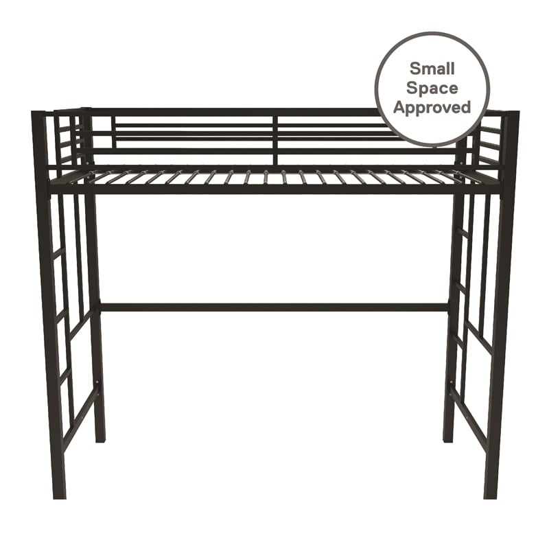 Your Zone Brittain Twin Metal Loft Bed in Black