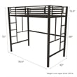 Your Zone Brittain Twin Metal Loft Bed in Black