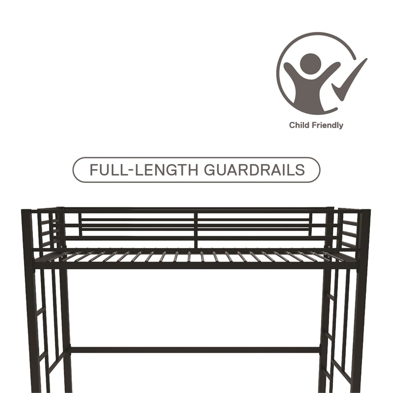 Your Zone Brittain Twin Metal Loft Bed in Black